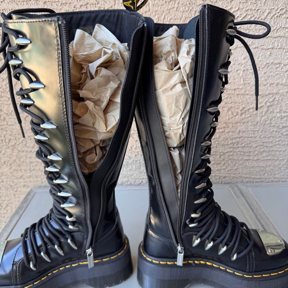 Dr. Martens 1B60 LTT Max Quad Retro Sole Platform Knee Boots Metal Toe Womens 6 - Picture 15 of 16